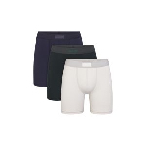 SKIMS COTTON MENS 5 BOXER BRIEF 3-PACK | BLUE BLACK MULTI