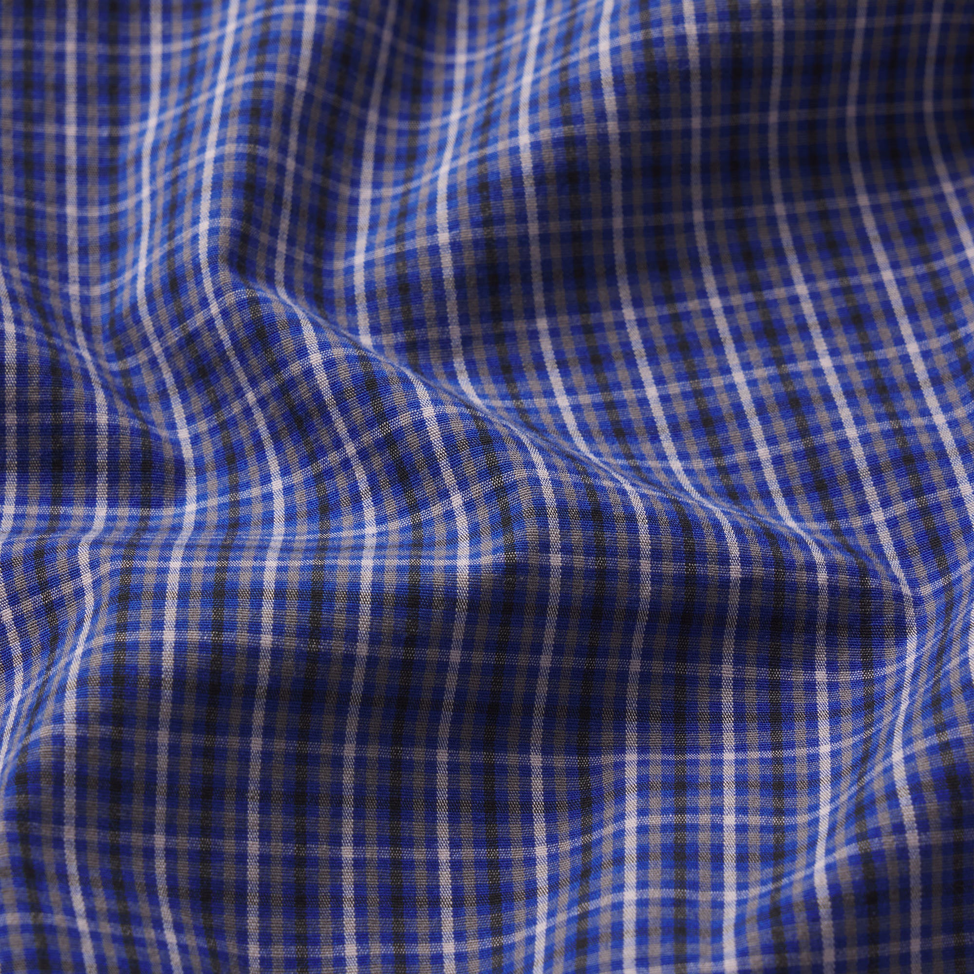 COTTON POPLIN SHRUNKEN BUTTON UP SHIRT | NAVY CHECK - Image 6