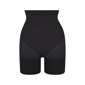 SHEER SEAMLESS HIGH-WAISTED MID THIGH SHORT | ONYX