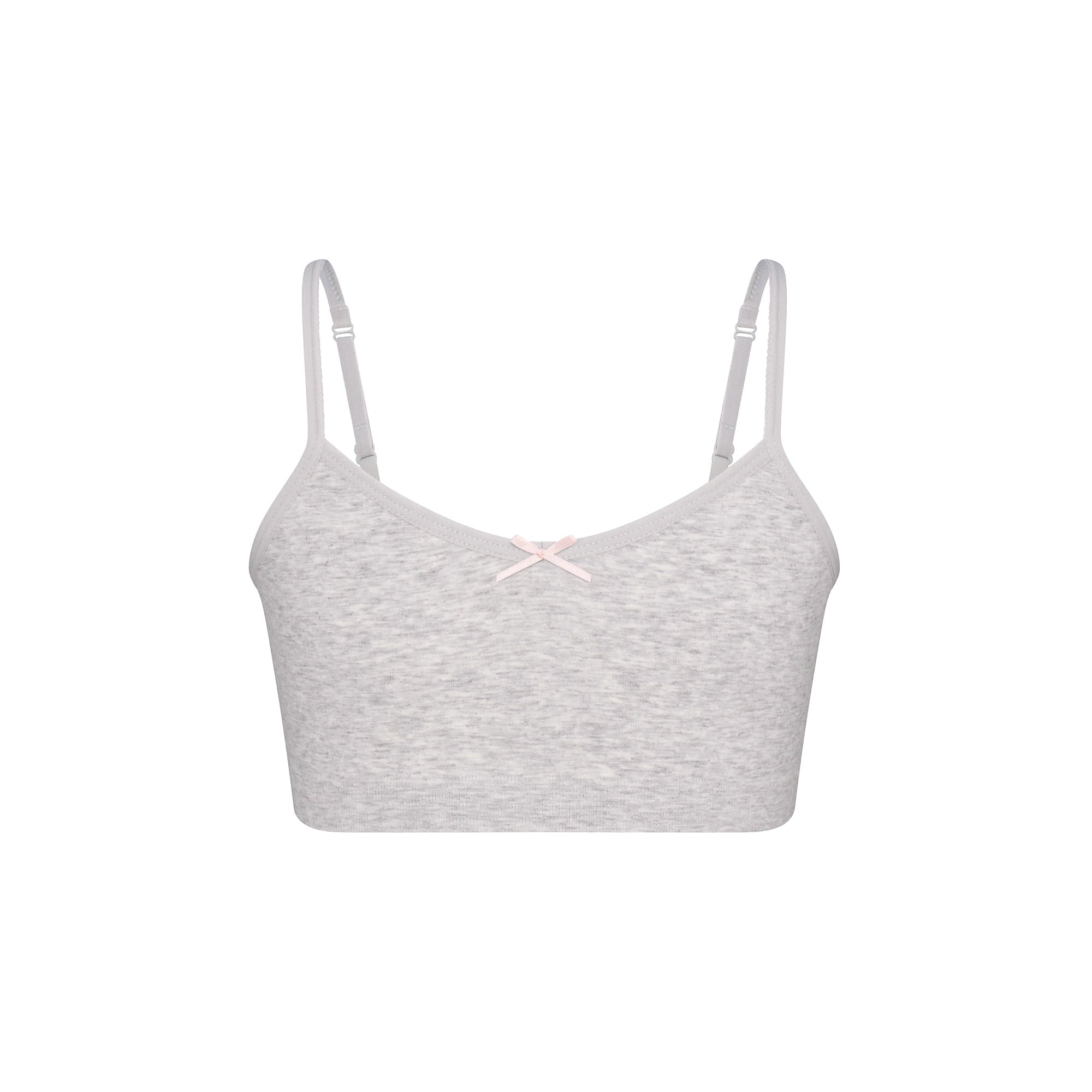 COTTON SEAMLESS JUNIORS BRALETTE 2-PACK | LIGHT HEATHER GREY AND SOOT - Image 2