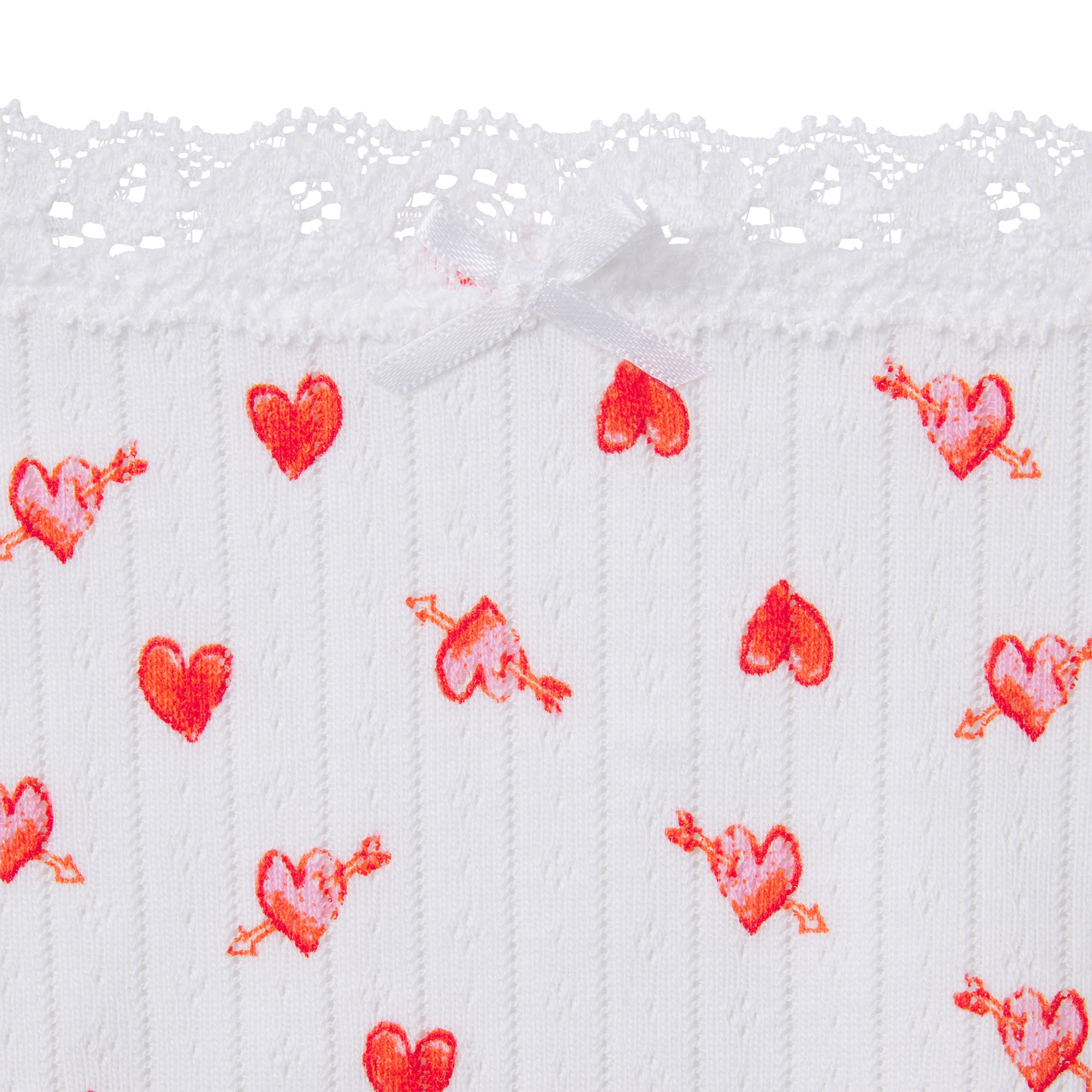 LIGHTWEIGHT COTTON POINTELLE LACE STRING THONG | SNOW ARROWED HEARTS - Image 5