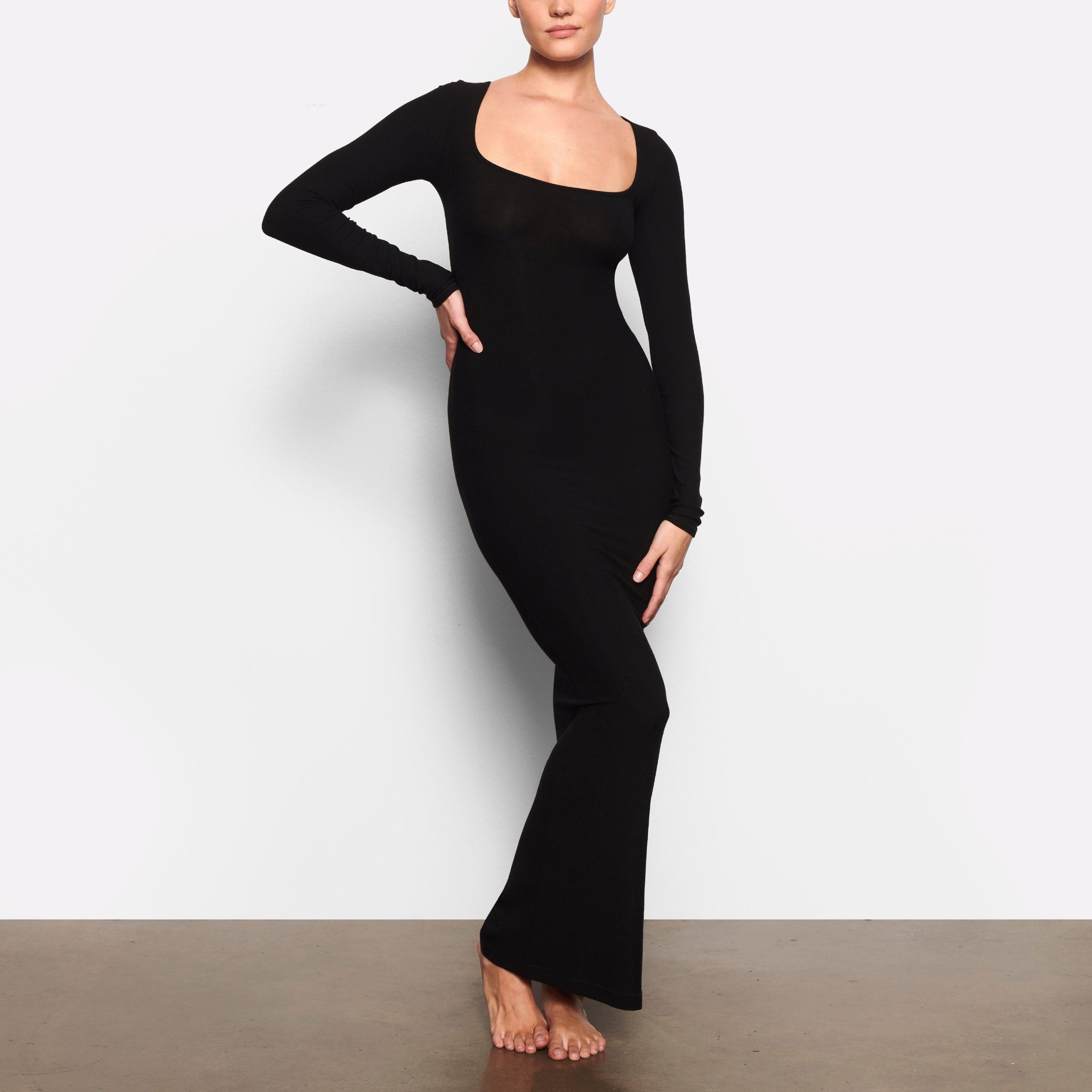 SOFT LOUNGE LONG SLEEVE DRESS | ONYX - Image 2
