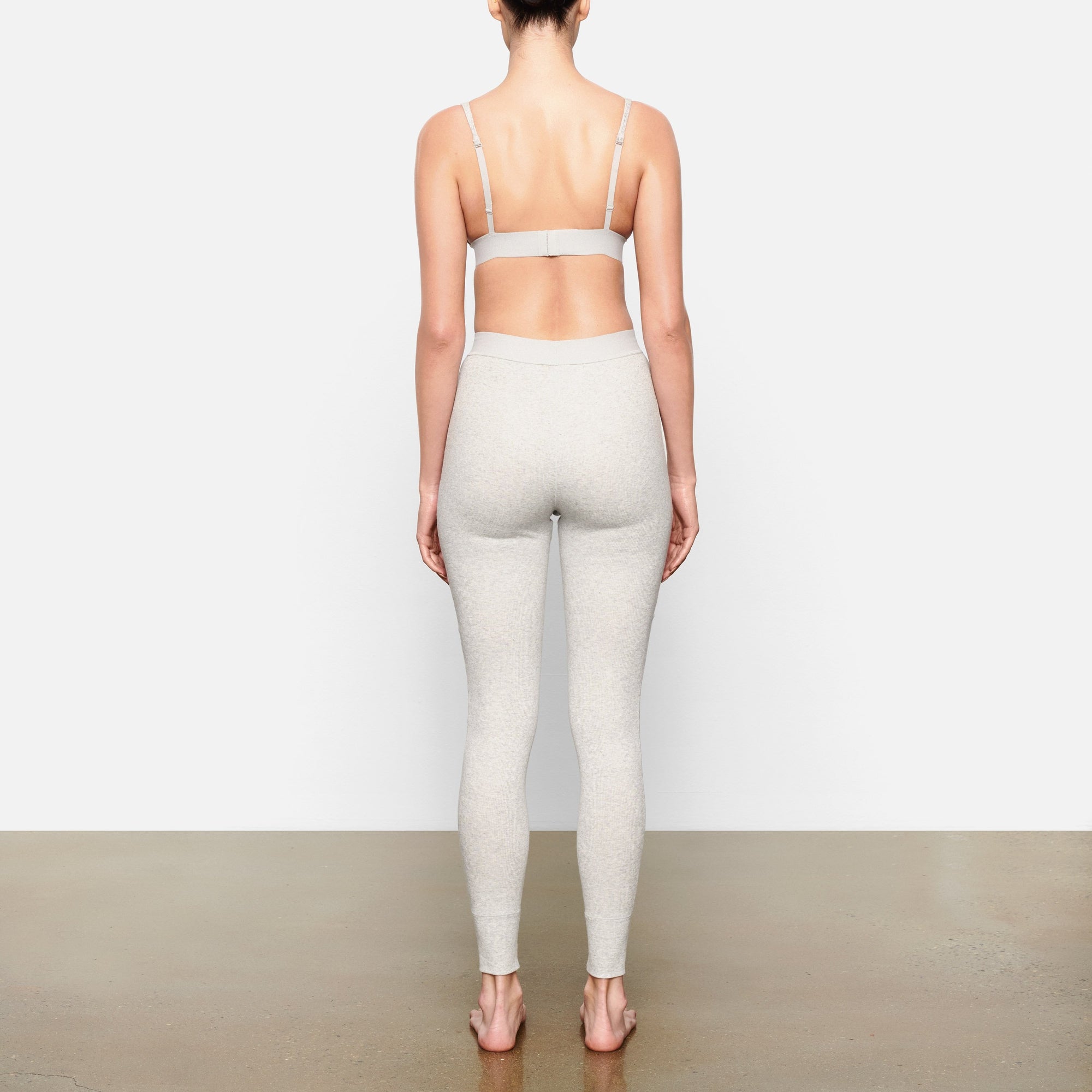 COTTON RIB LEGGING | LIGHT HEATHER GREY - Image 4