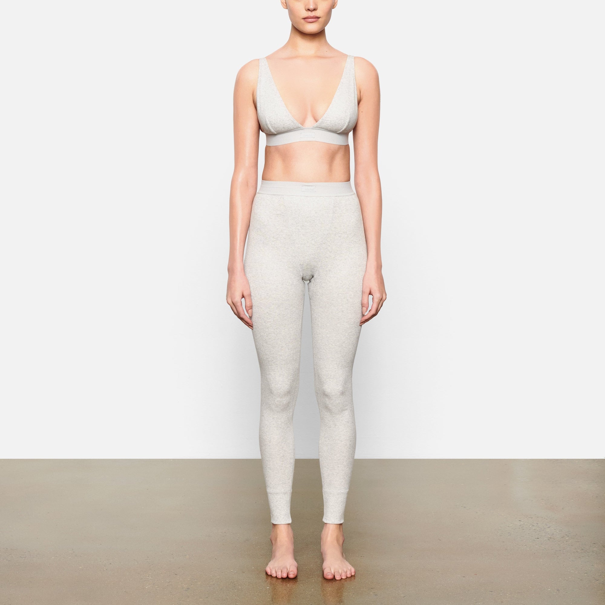 COTTON RIB LEGGING | LIGHT HEATHER GREY - Image 2
