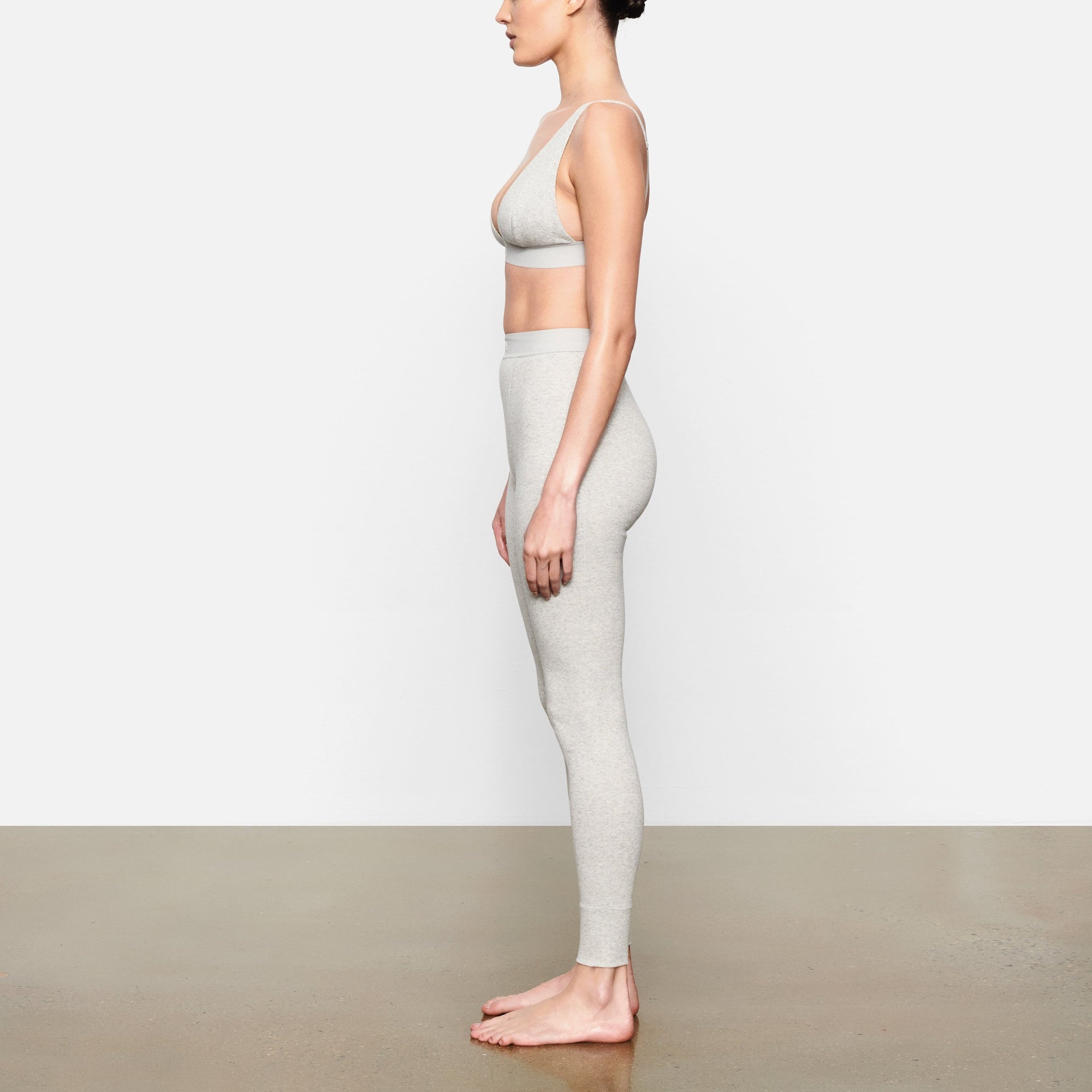 COTTON RIB LEGGING | LIGHT HEATHER GREY - Image 3