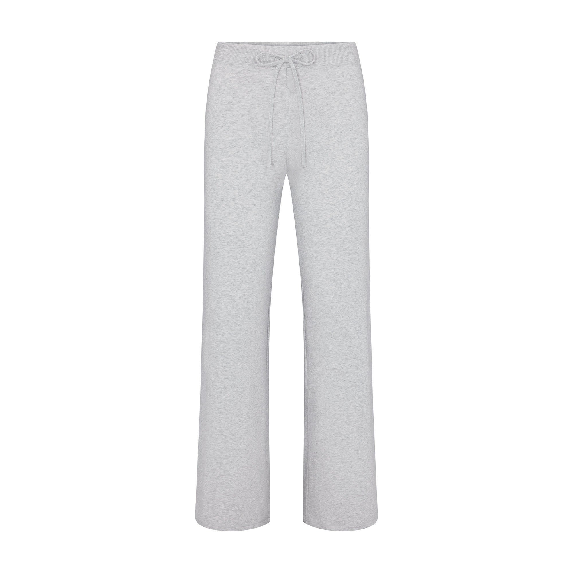 COTTON JERSEY STRAIGHT LEG PANT | LIGHT HEATHER GREY - Image 2
