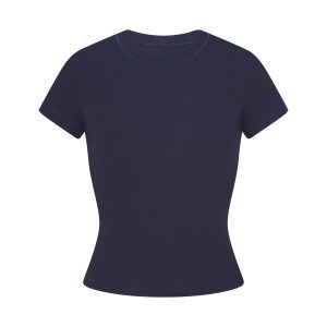 COTTON RIB T-SHIRT | NAVY