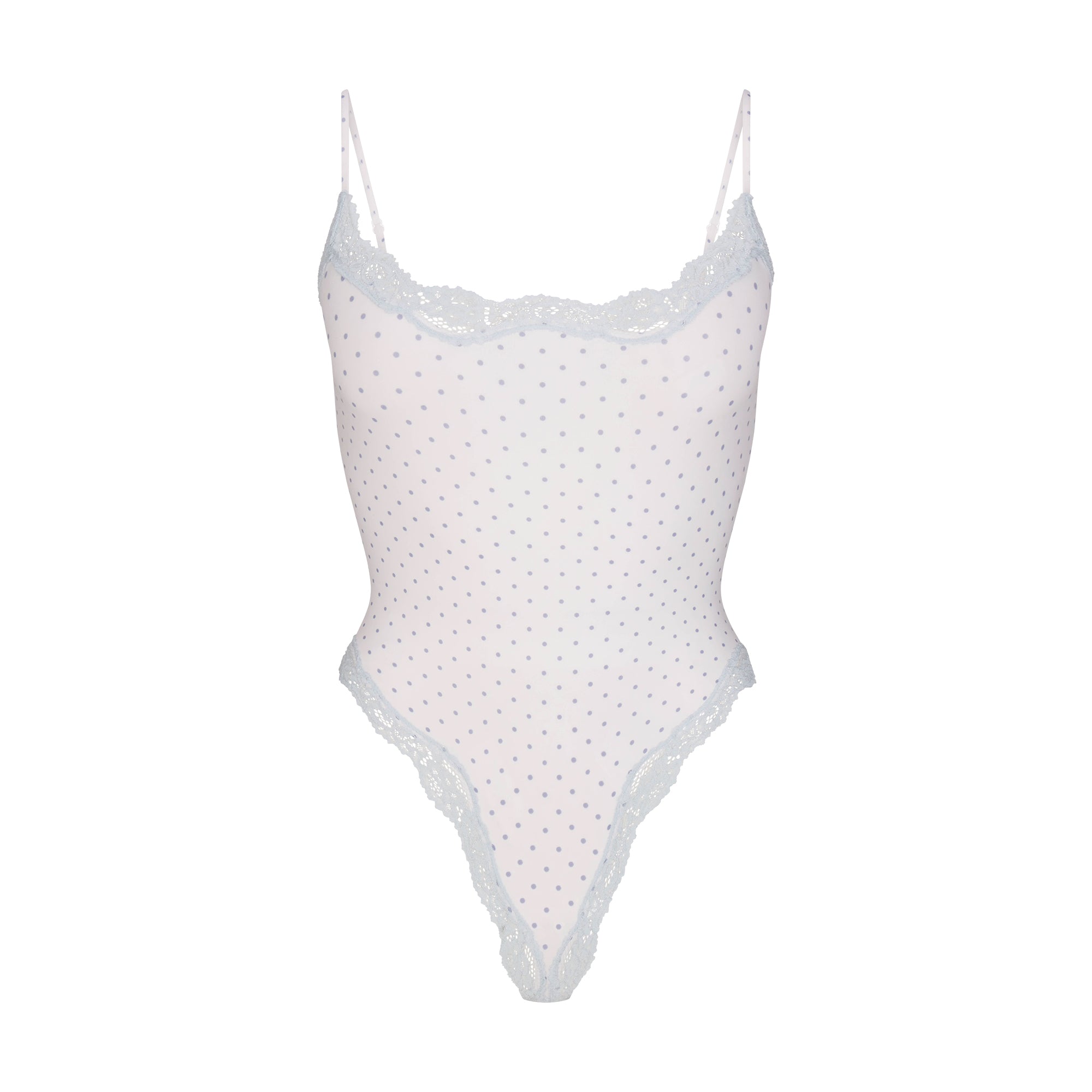 FITS EVERYBODY LACE CAMI BODYSUIT | SLATE PIN DOT PRINT