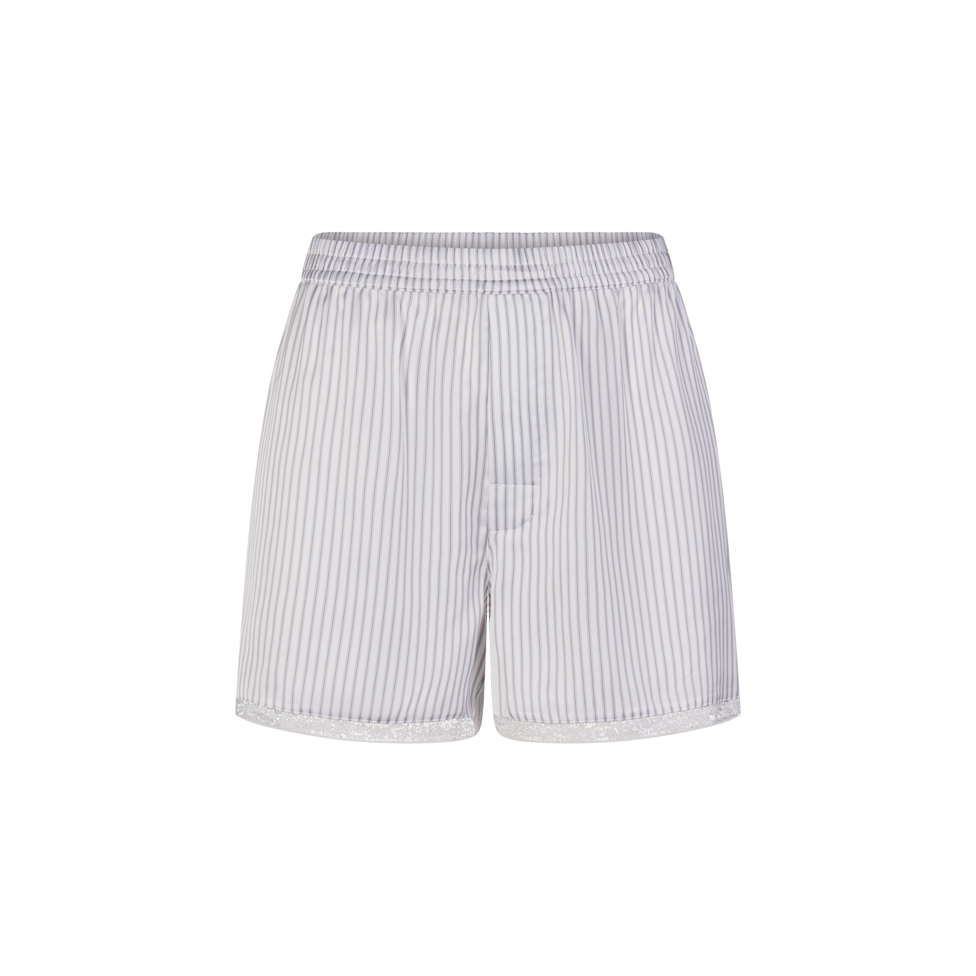 WOVEN SHINE LACE BOXER | SILVER TRIPLE PINSTRIPE