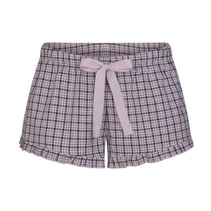 COTTON POPLIN SLEEP RUFFLE SHORT | IRIS MICA NAVY CHECK