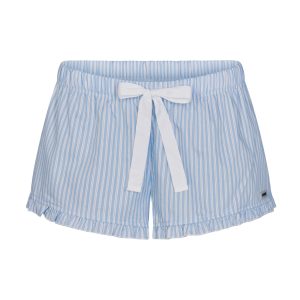 COTTON POPLIN SLEEP RUFFLE SHORT | MARINA MESH STRIPE