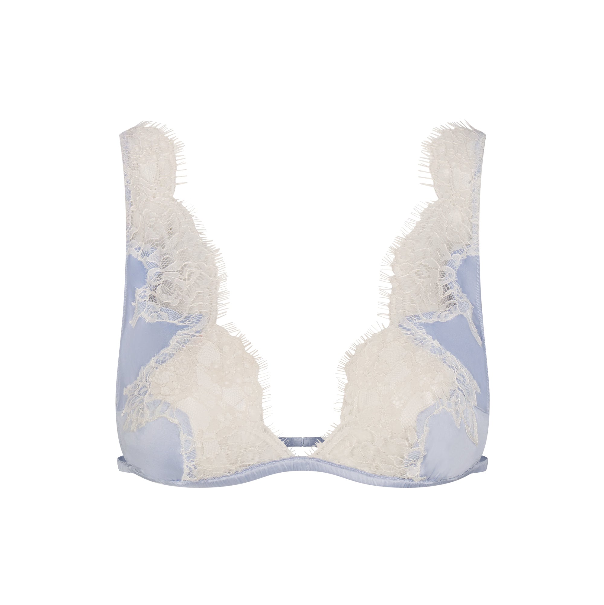 SILK LACE PLUNGE BRALETTE | PERIWINKLE CONTRAST