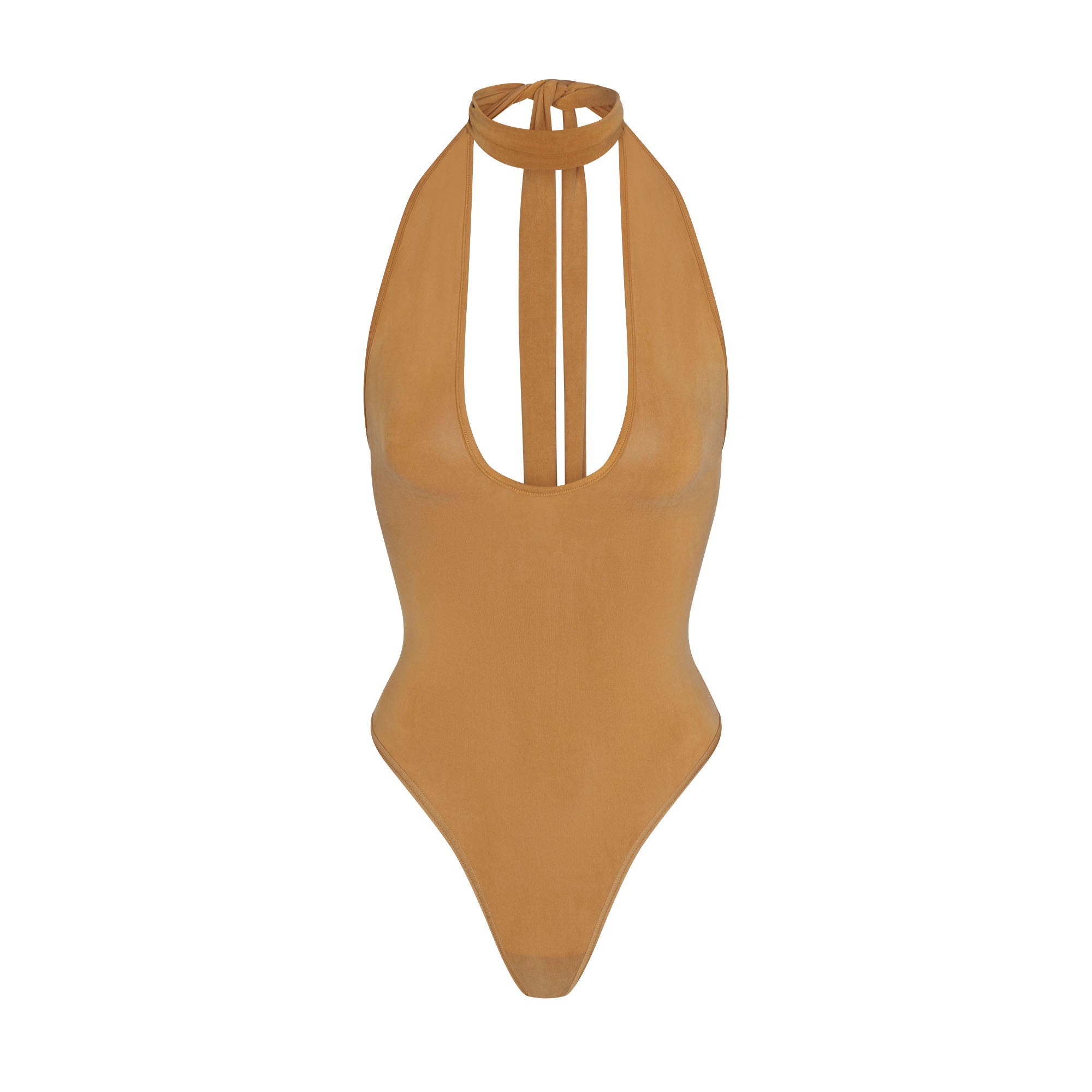 CUPRO JERSEY HALTER BODYSUIT | ALMOND - Image 6