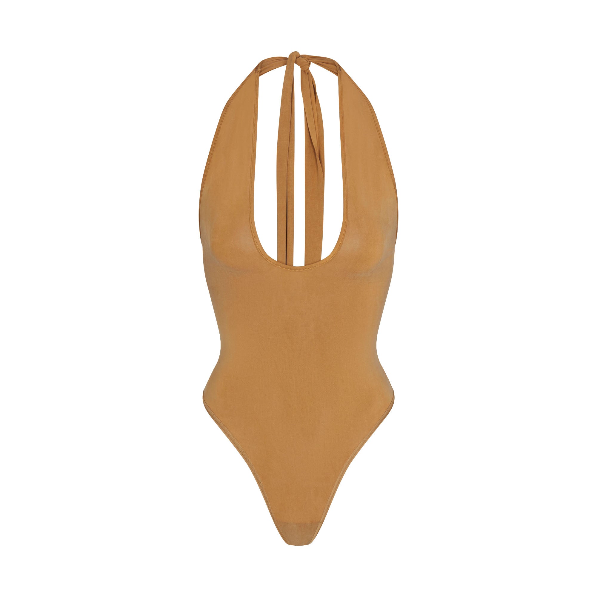CUPRO JERSEY HALTER BODYSUIT | ALMOND - Image 7