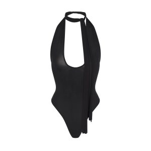 CUPRO JERSEY HALTER BODYSUIT | OBSIDIAN