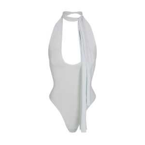 CUPRO JERSEY HALTER BODYSUIT | PEARL