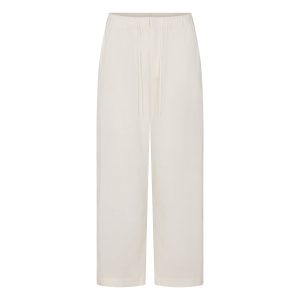 WOVEN COTTON OVERSIZED STRAIGHT LEG PANT | EGRET