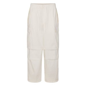 WOVEN COTTON OVERSIZED LOW RISE CARGO PANT | EGRET