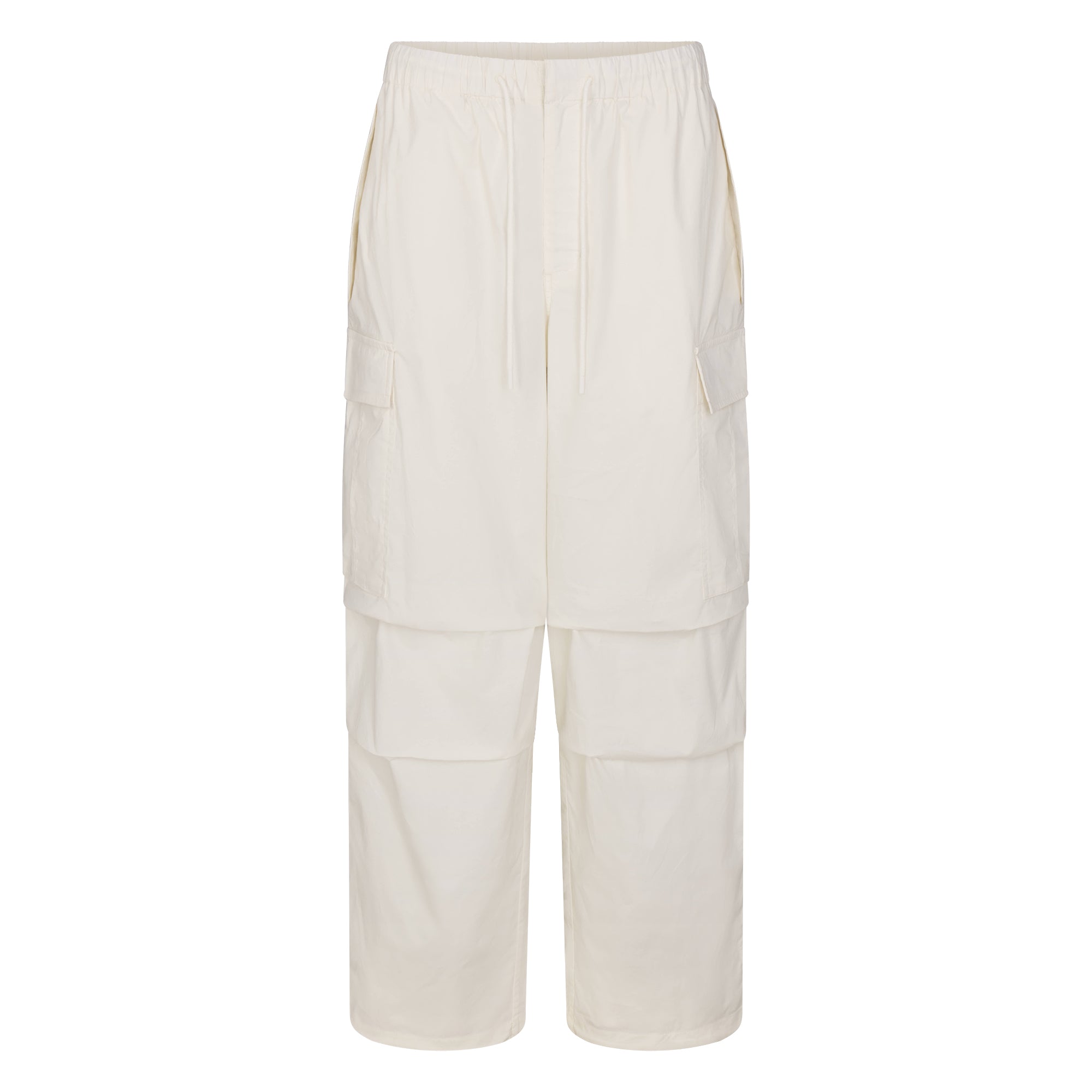 WOVEN COTTON OVERSIZED LOW RISE CARGO PANT | EGRET
