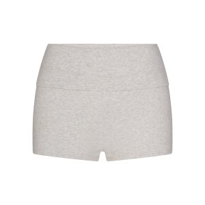 COTTON JERSEY FOLDOVER SHORT | LIGHT HEATHER GREY