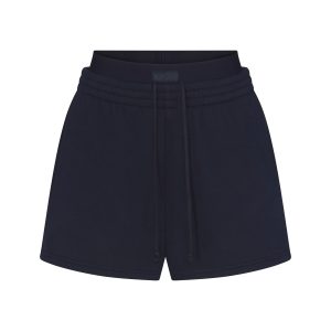 COTTON FLEECE DOUBLE WAISTBAND SHORT | NAVY