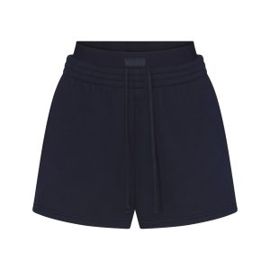 COTTON FLEECE DOUBLE WAISTBAND SHORT | NAVY