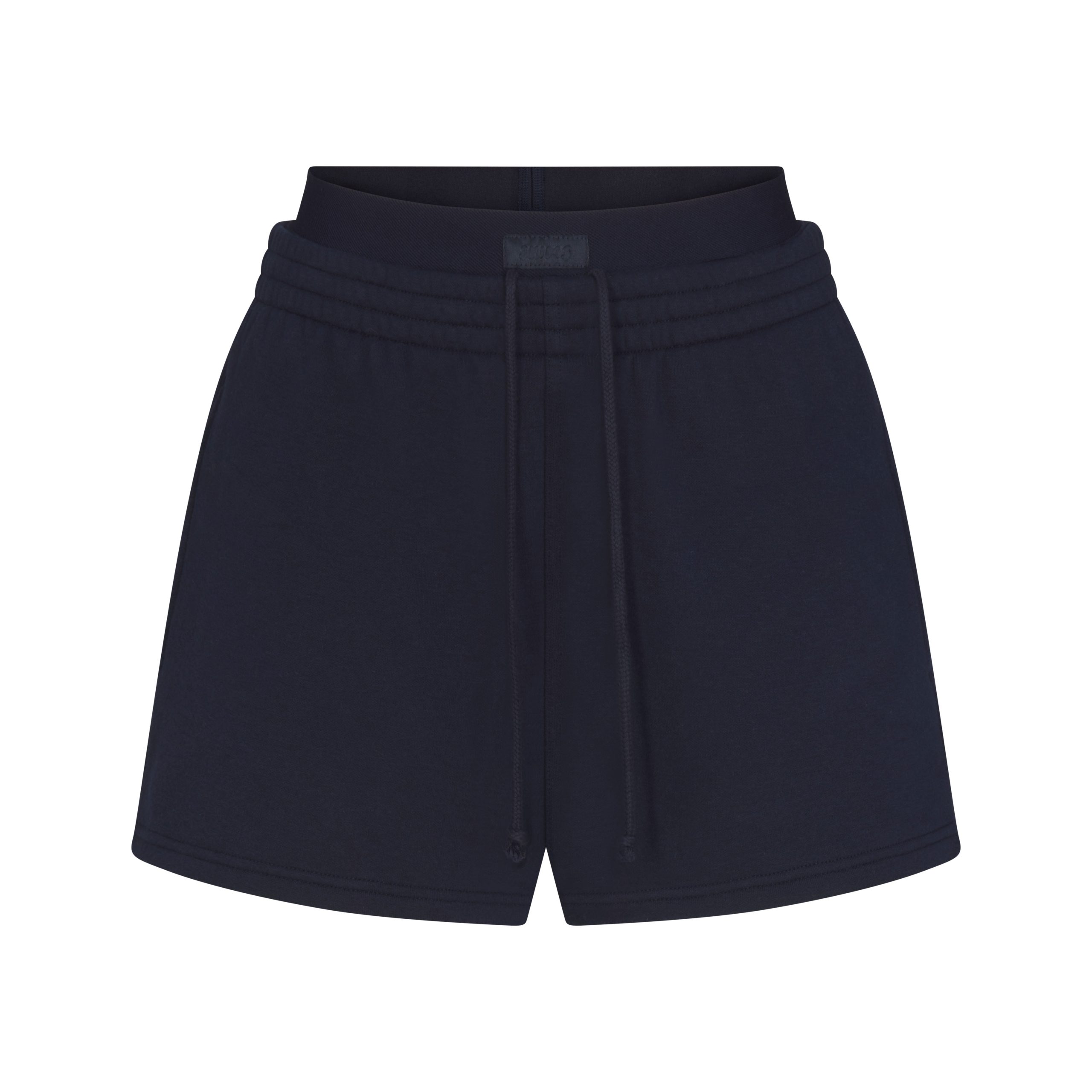 COTTON FLEECE DOUBLE WAISTBAND SHORT | NAVY