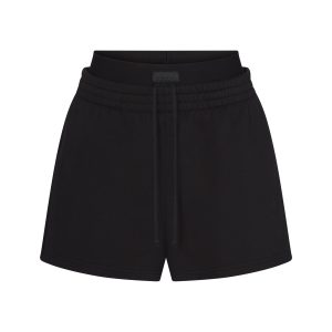 COTTON FLEECE DOUBLE WAISTBAND SHORT | ONYX