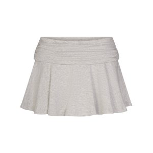 COTTON JERSEY FOLDOVER MINI SKORT | LIGHT HEATHER GREY