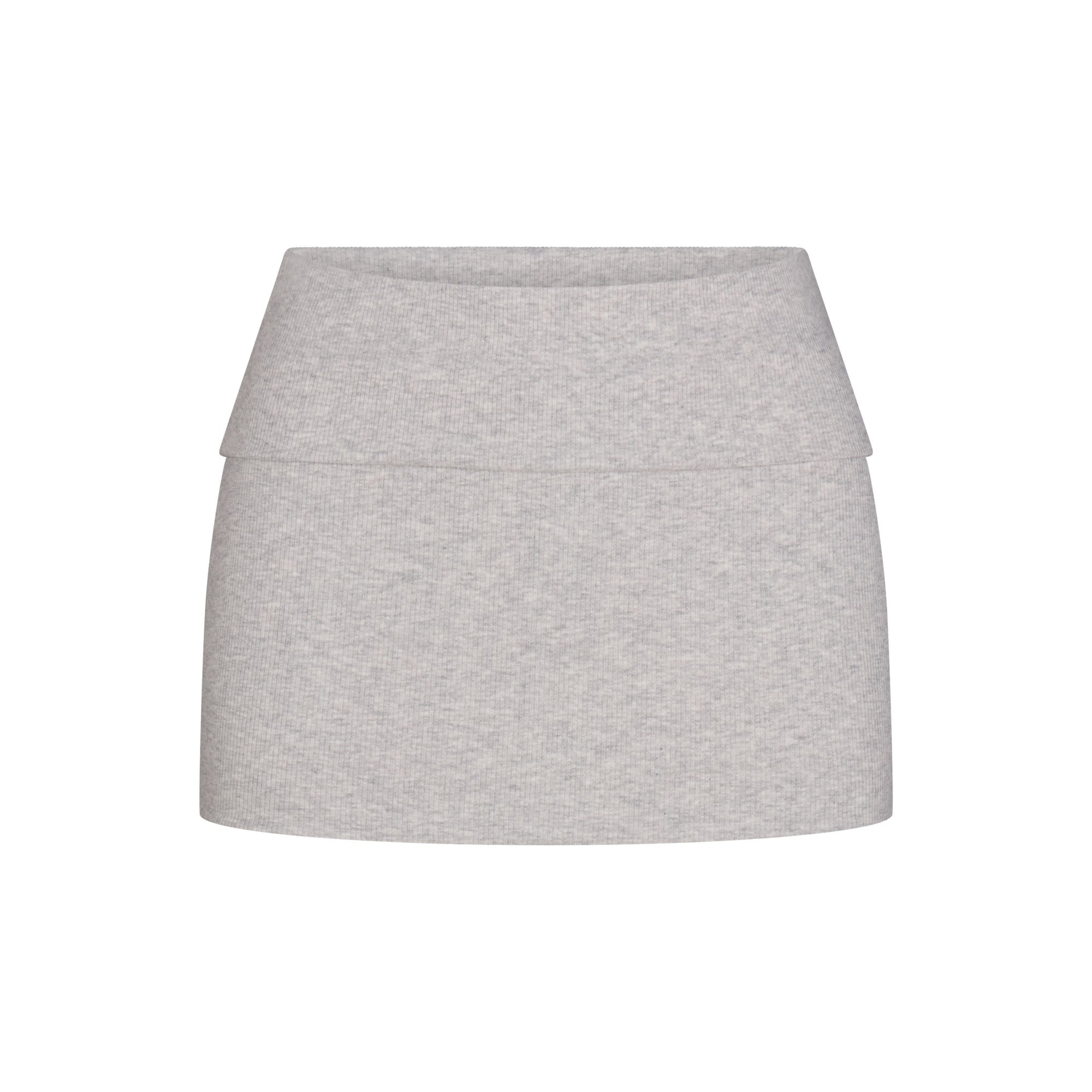 COTTON RIB FOLDOVER MINI SKIRT | LIGHT HEATHER GREY