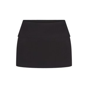 COTTON RIB FOLDOVER MINI SKIRT | SOOT