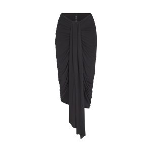 VETTESE X SKIMS SHEER MODAL DRAPED MIDI SKIRT | ONYX
