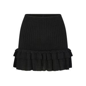SHEER KNIT RUFFLE MINI SKIRT | ONYX