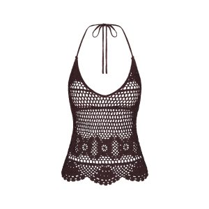 SWIM COVER-UPS CROCHET HALTER CAMI TOP | PHOENIX