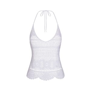 SWIM COVER-UPS CROCHET HALTER CAMI TOP | SNOW