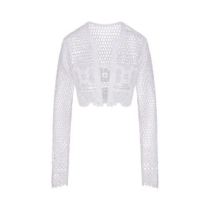 SWIM COVER-UPS CROCHET CROPPED CARDIGAN | SNOW