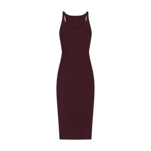 COTTON RIB TANK MIDI DRESS | CURRANT