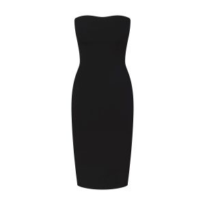 THE ESSENTIAL COLLECTION STRAPLESS MIDI DRESS | OBSIDIAN