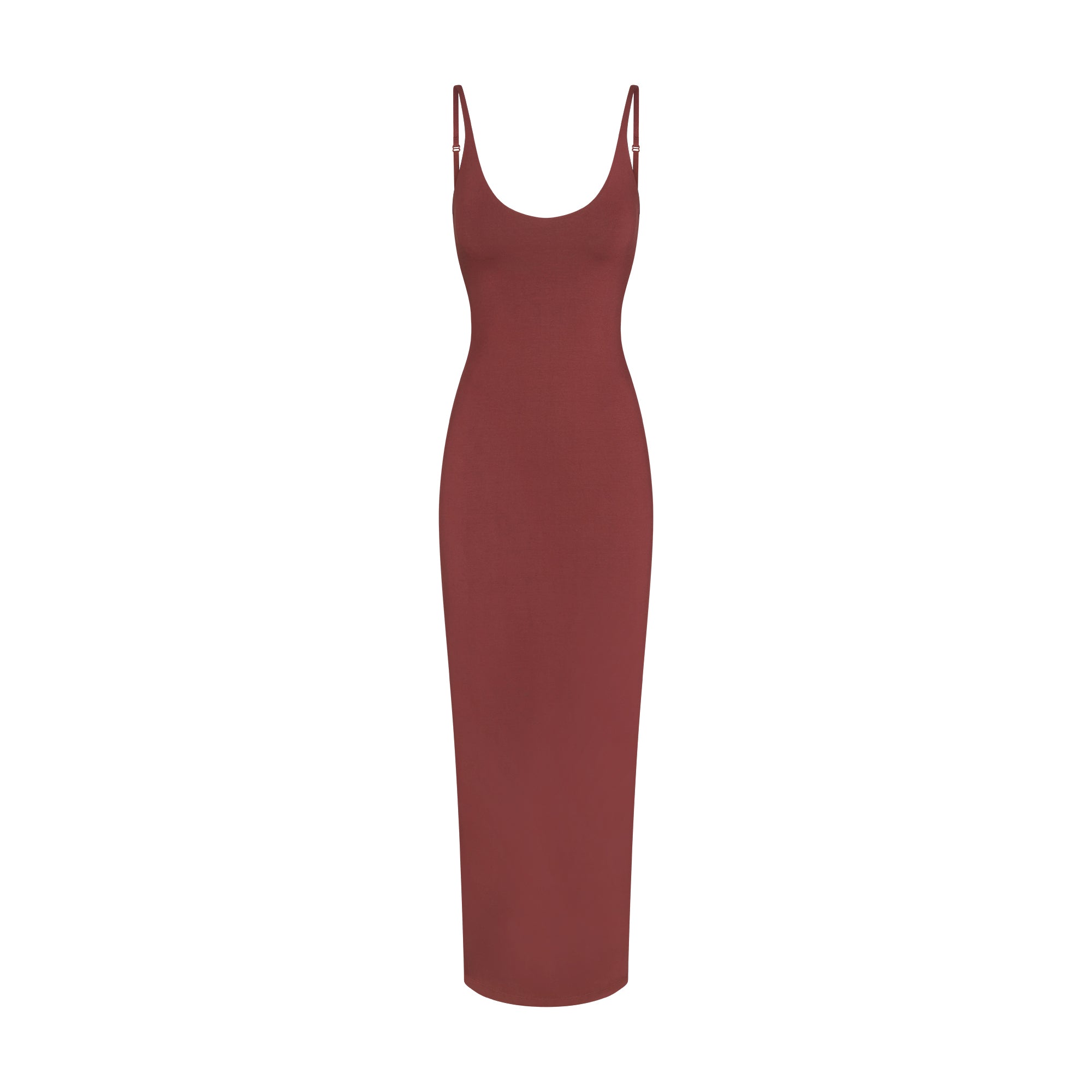 SMOOTH LAYERS SCOOP NECK LONG DRESS | HENNA