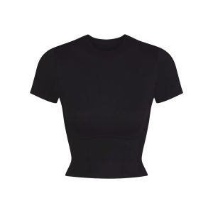 NikeSKIMS MATTE CROPPED CORSET T-SHIRT | OBSIDIAN