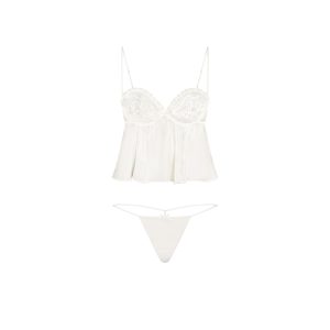 SKIMS ROMANCE BABYDOLL TOP AND STRING THONG SET | IVORY