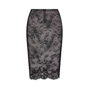 ULTRA FINE LACE MIDI SKIRT | OBSIDIAN