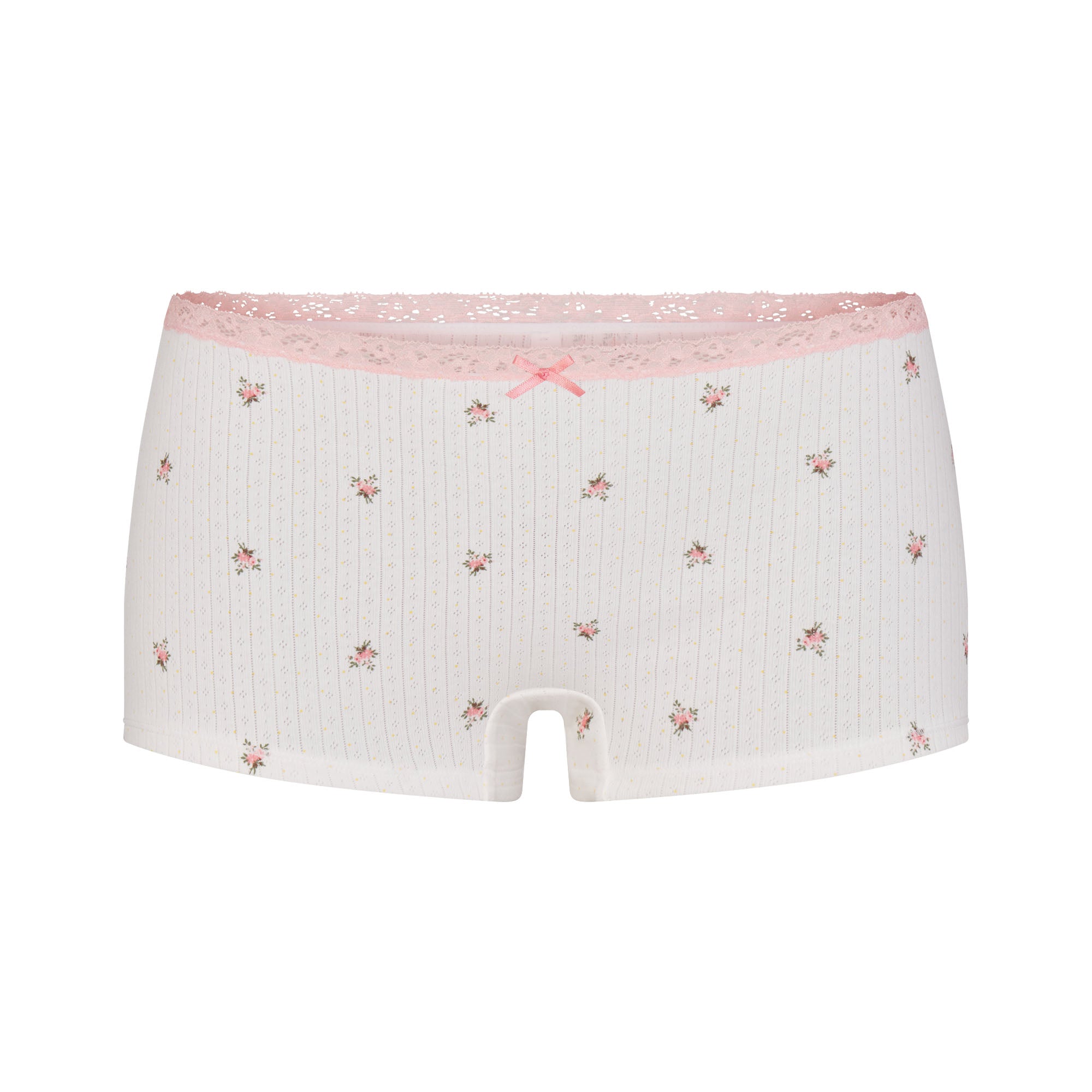 LIGHTWEIGHT COTTON POINTELLE LACE CAMI AND BOY SHORT SET | SNOW MICRO DOT FLORAL - Image 7