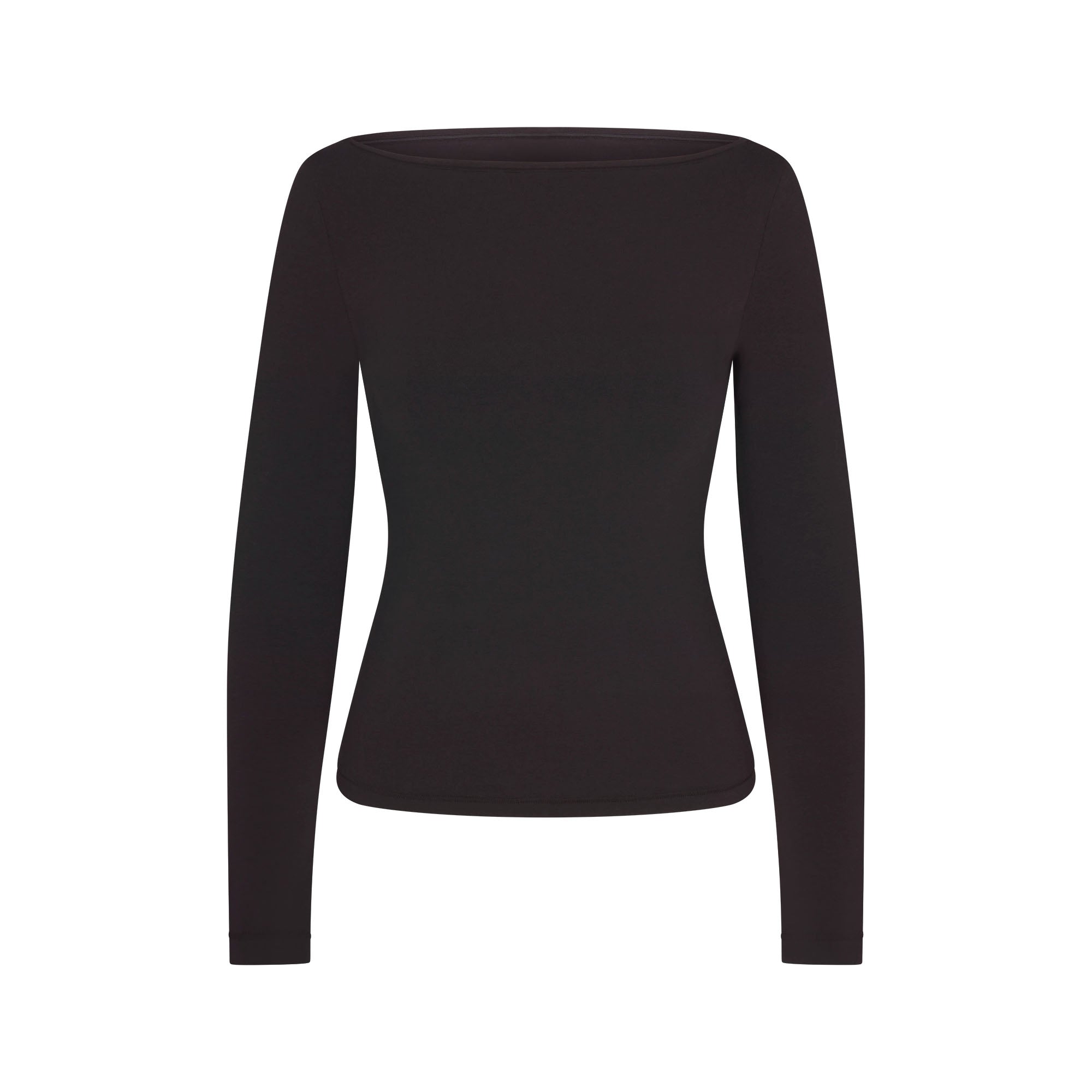 COTTON JERSEY LONG SLEEVE BOATNECK TOP | SOOT