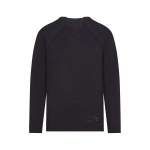 NikeSKIMS AIRY V-NECK OVERSIZED LONG SLEEVE TOP | OBSIDIAN