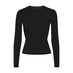 FEATHERWEIGHT CASHMERE LONG SLEEVE TOP | ONYX