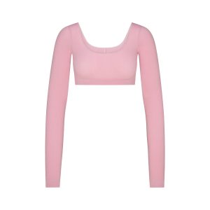 WOOL RIB LONG SLEEVE SUPER CROPPED TOP | HALITE