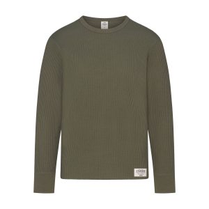 WAFFLE MENS LONG SLEEVE TOP | MILITARY GREEN