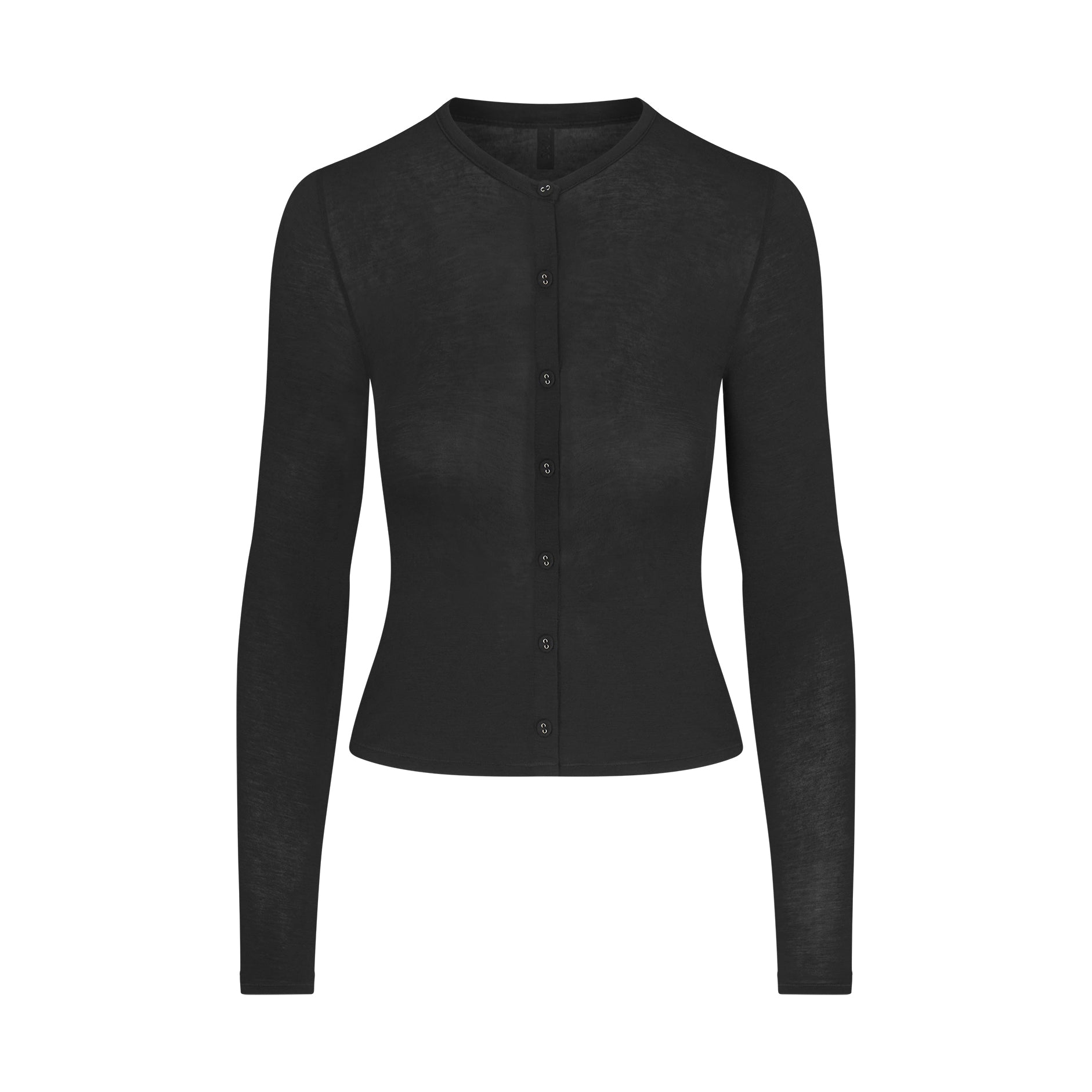 SHEER MODAL CARDIGAN WITH COVERED BUTTONS | ONYX