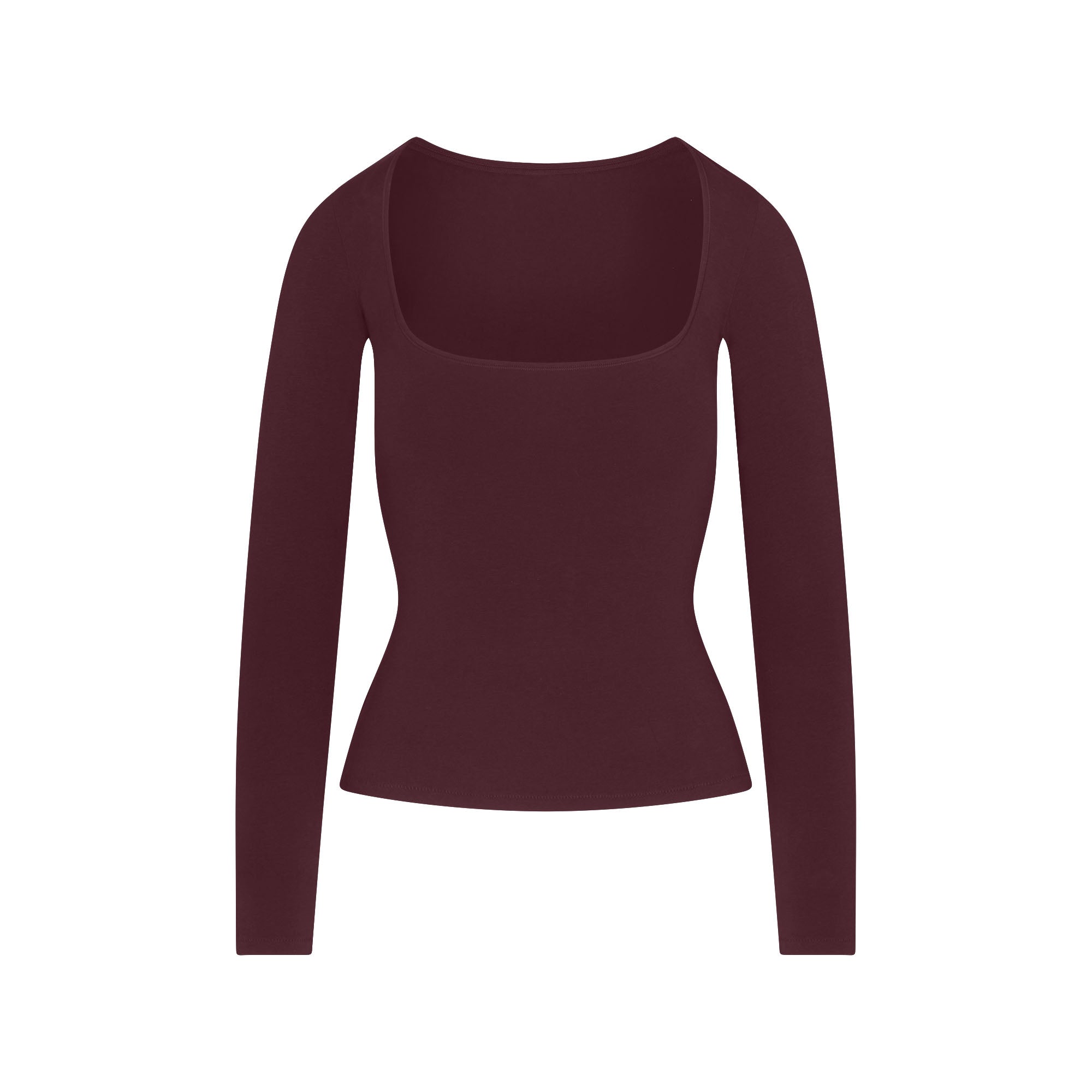 COTTON JERSEY SCOOP NECK LONG SLEEVE TOP | CURRANT